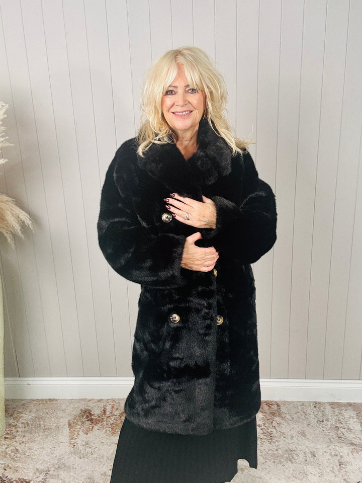 Agatha Faux Fur Coat Black