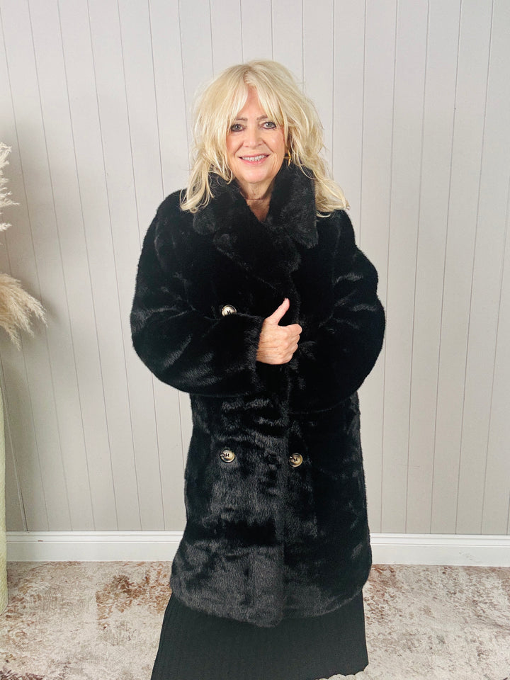 Agatha Faux Fur Coat Black