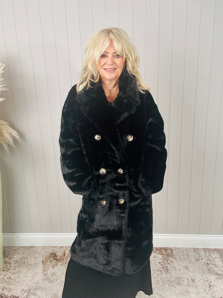 Agatha Faux Fur Coat Black