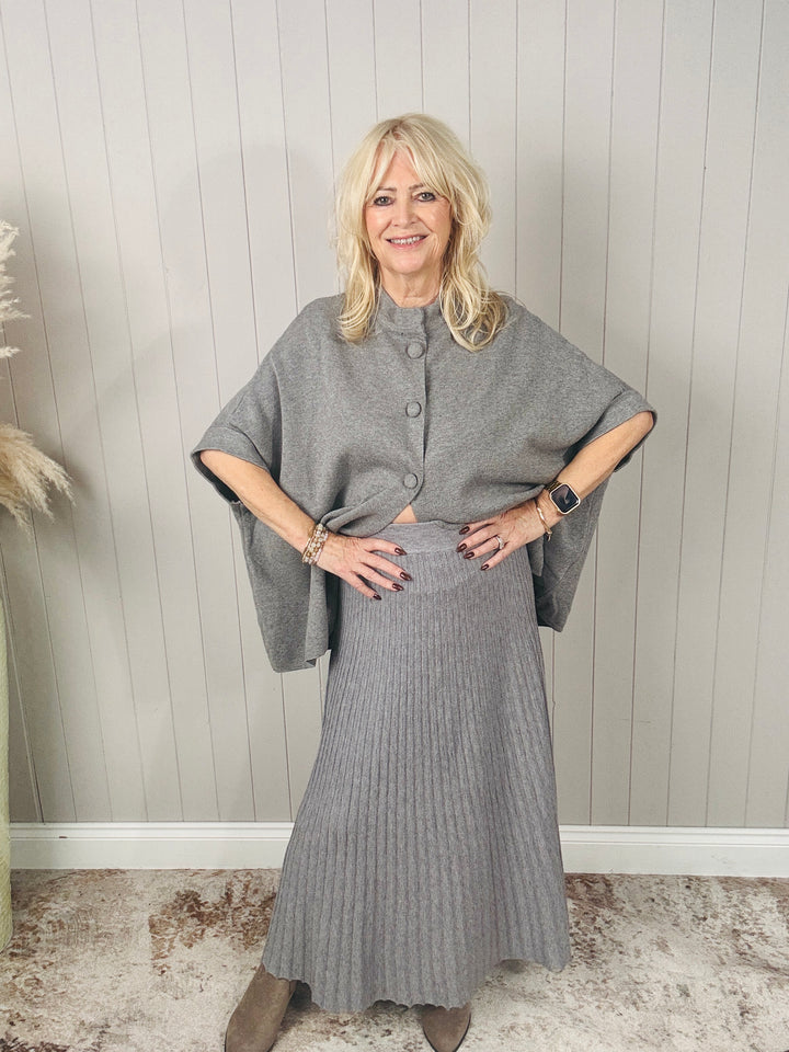 Raquel Ribbed Skirt Grey