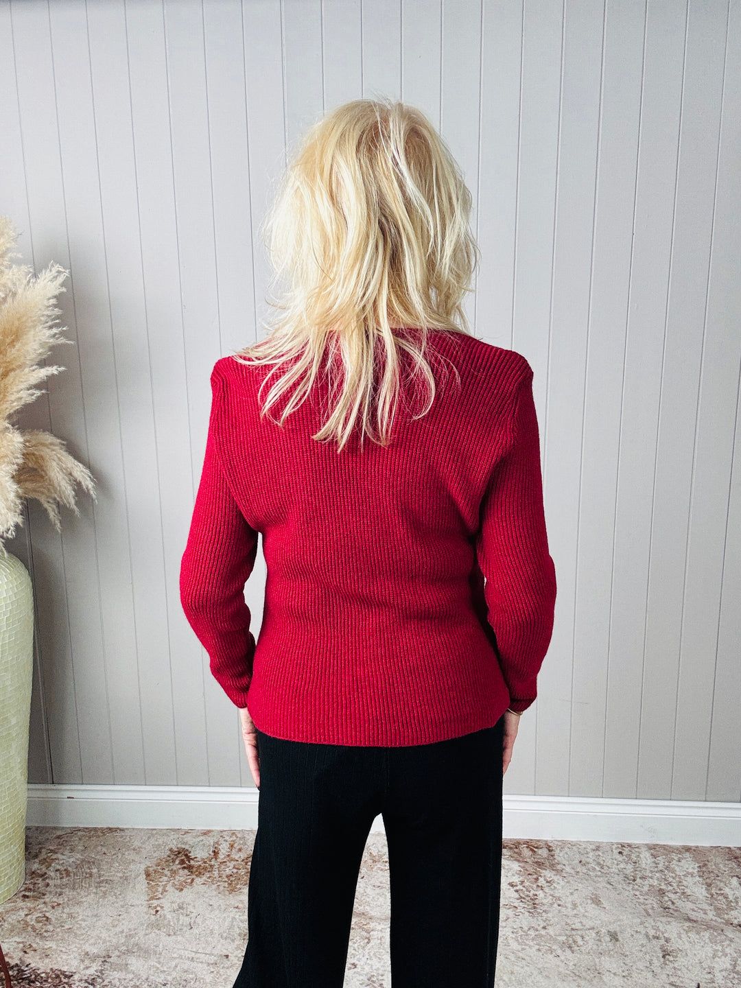 Ruth Ribbed Cardigan Wine