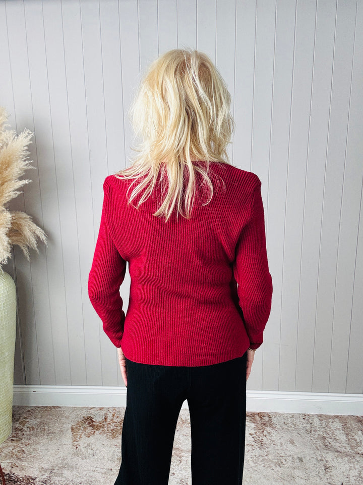 Ruth Ribbed Cardigan Wine