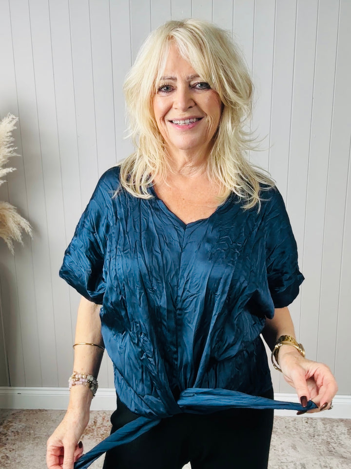 Coraline Crinkle Tie Top Navy