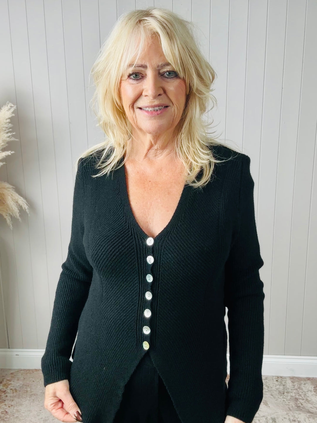 Ruth Ribbed Cardigan Black