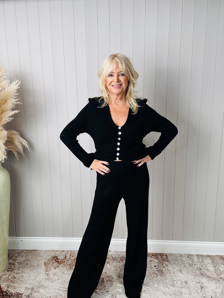 Rochelle Ribbed Trousers Black