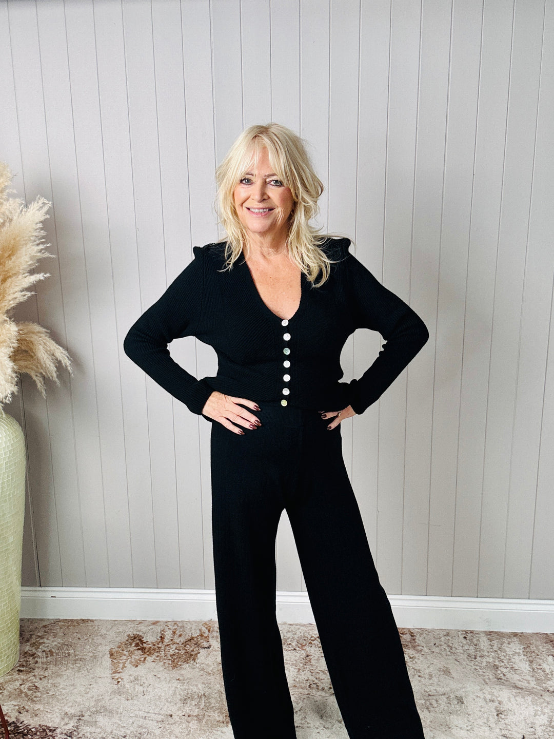 Rochelle Ribbed Trousers Black