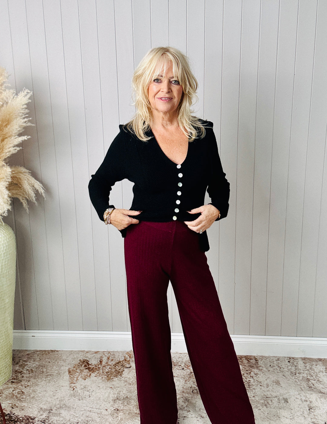 Rochelle Ribbed Trousers Wine