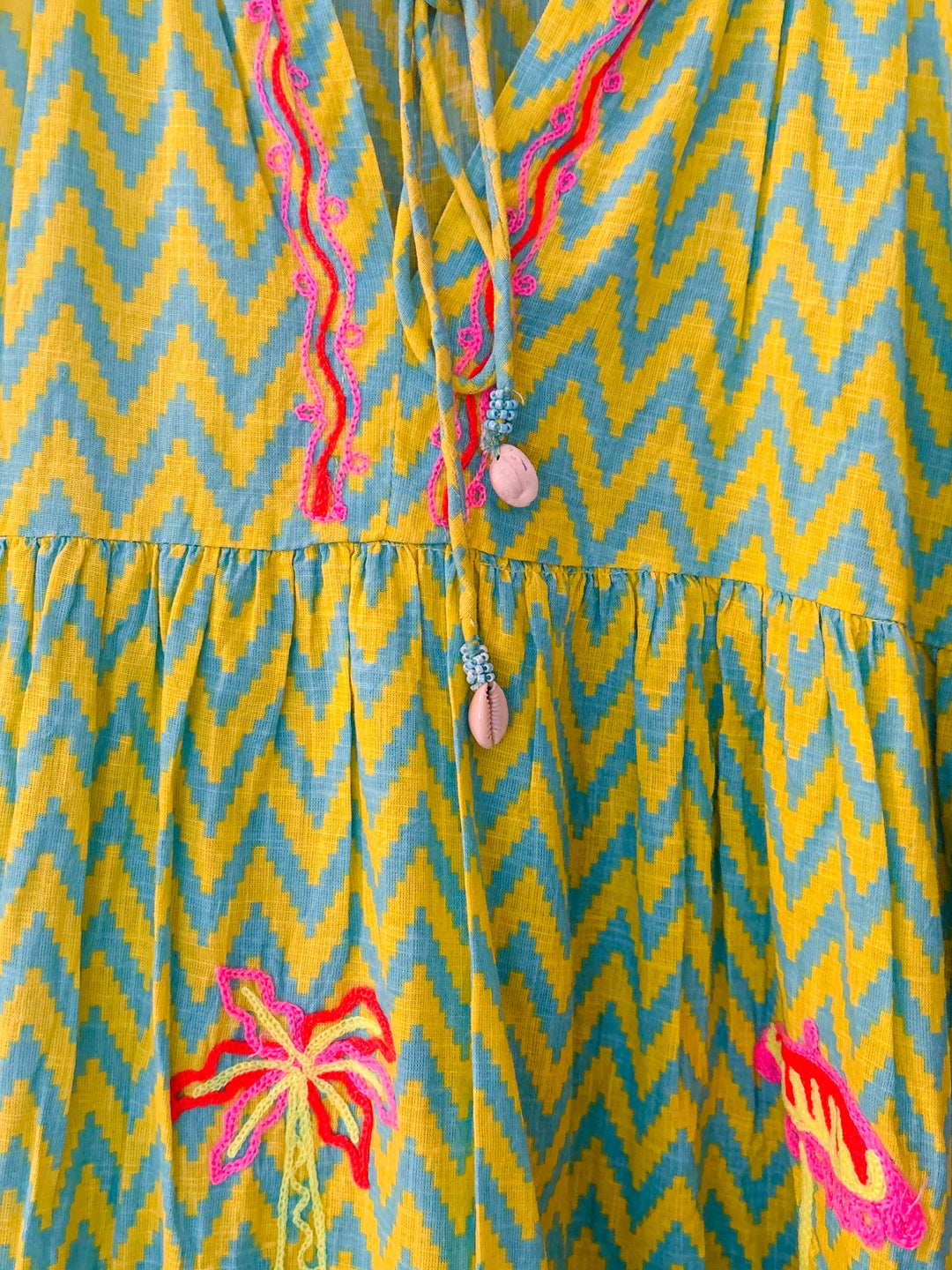 Marbella  Zig Zag Maxi Dress Aqua/Lime