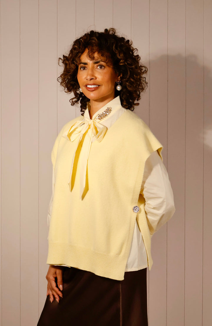 Clara Gold Button Tank Top Buttermilk