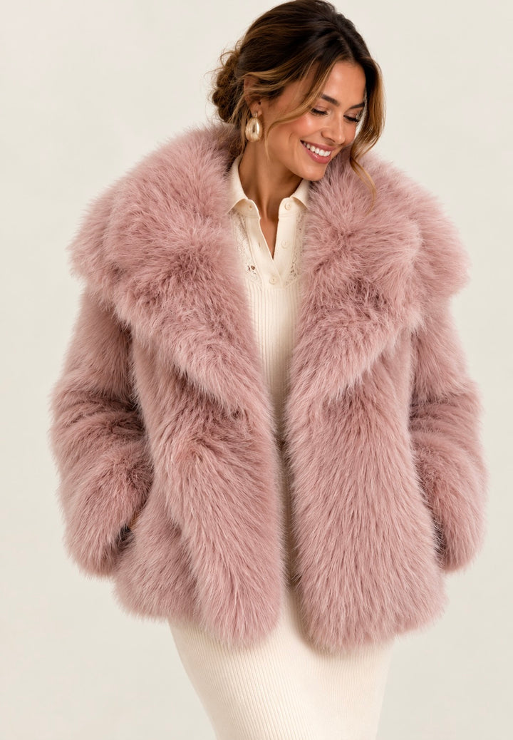 Farah Faux Fur Jacket Dusky Pink