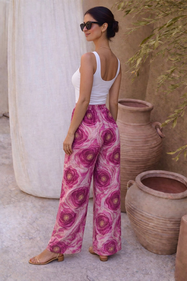Maribel Silk Swirl Trousers Fuchsia