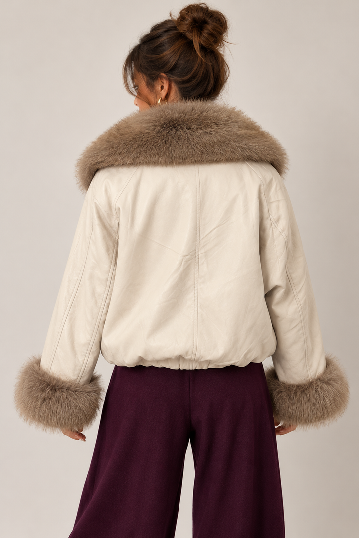 Neo Luxe Faux Leather Jacket Ivory