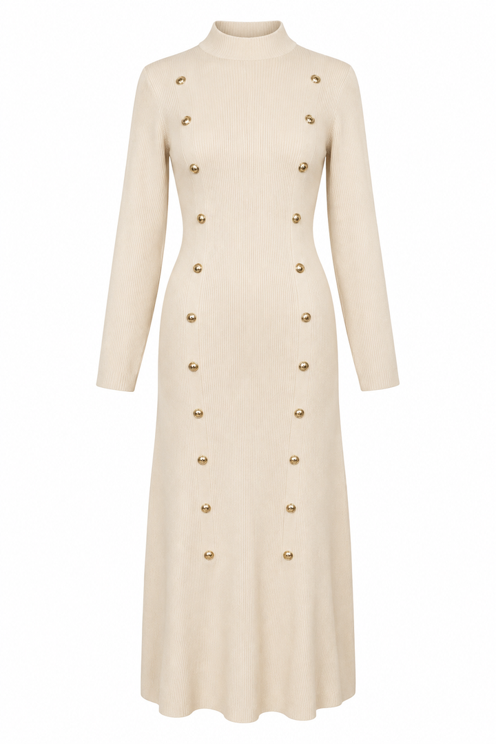 Melinda Military Knit Dress Cream