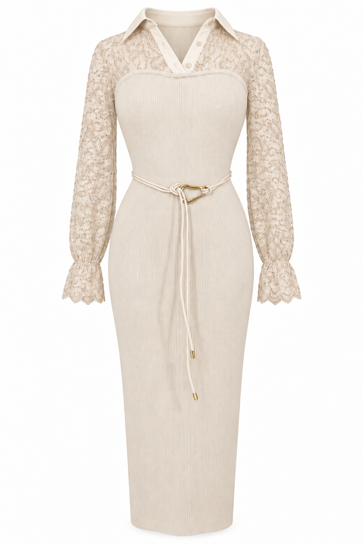 Sweetheart Vintage Lace Dress Vanilla