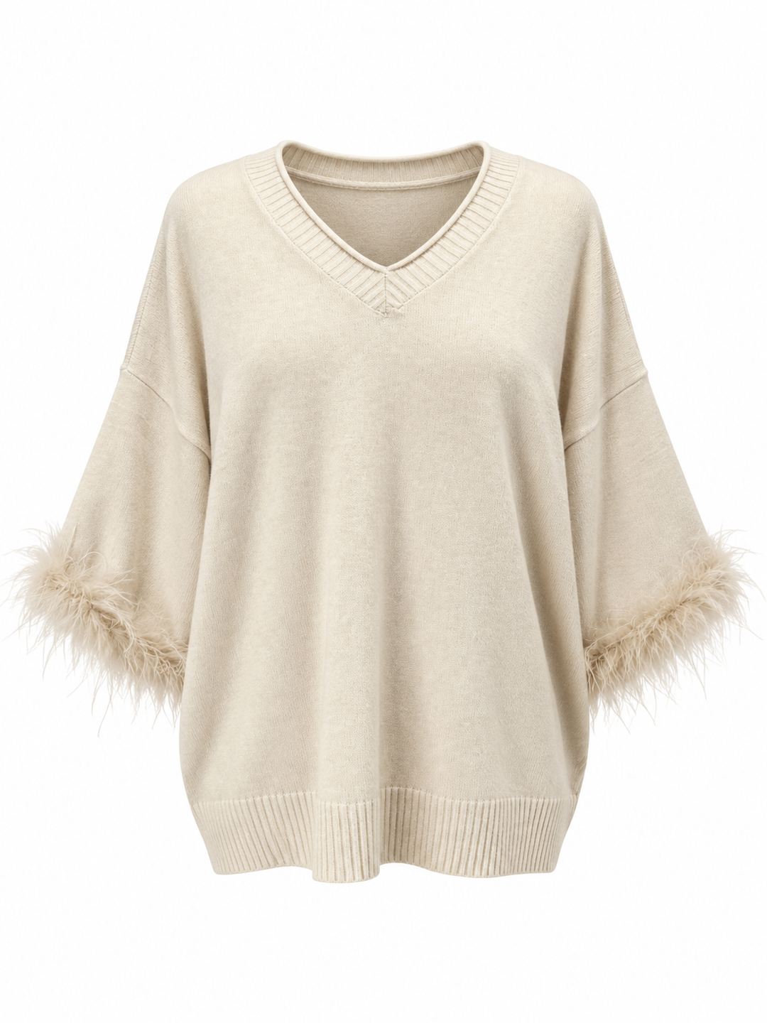 Amorette Faux Feather Jumper Cream