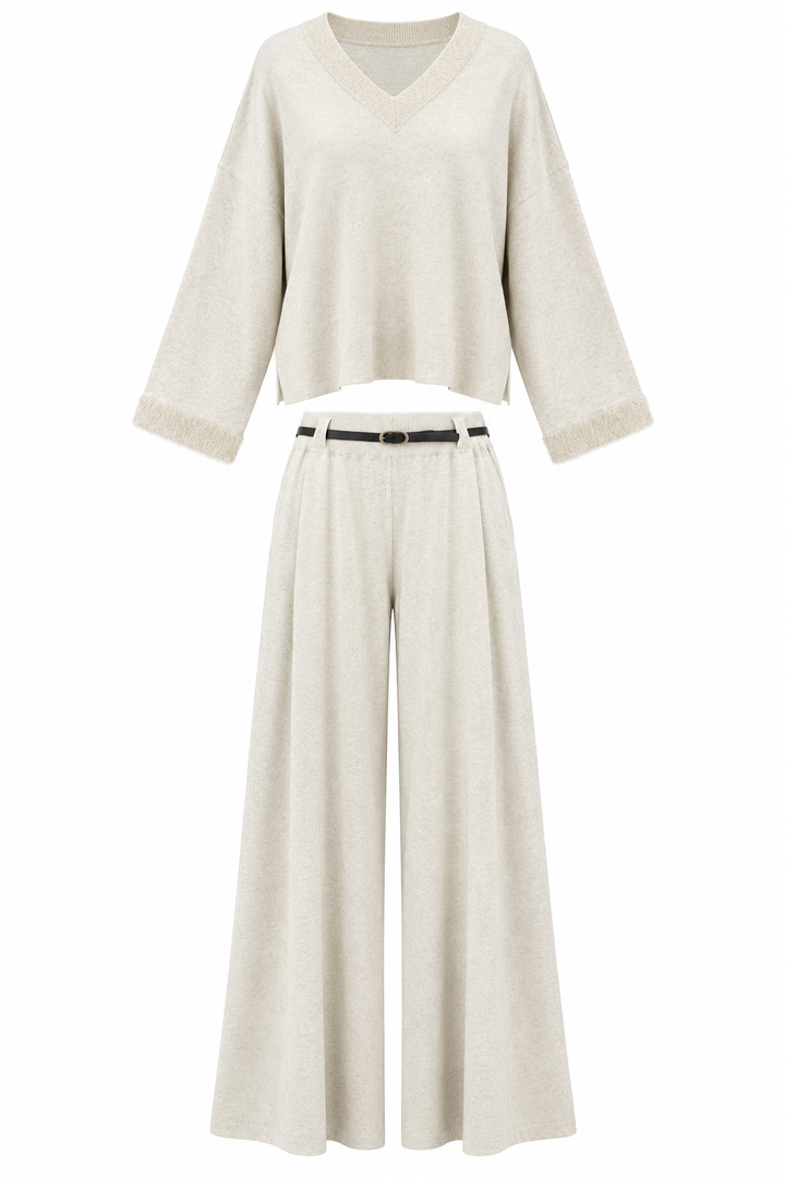 Cassidy V-Neck Co-Ord Cream