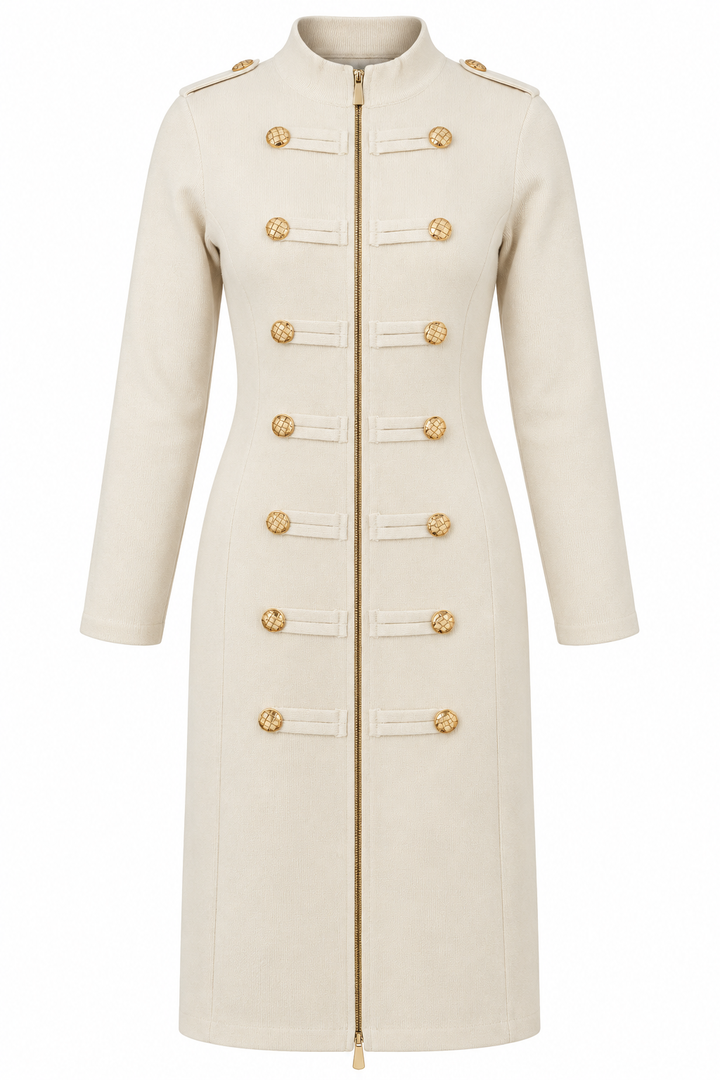 Marcia Military Zip Dress Cream