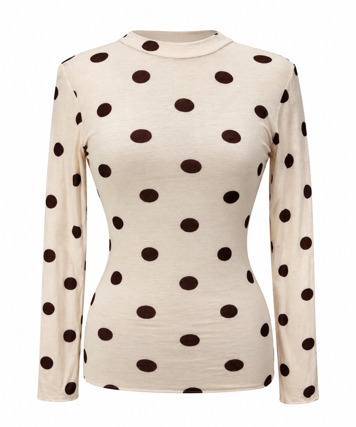Polka Dot Cashmere Top Cream