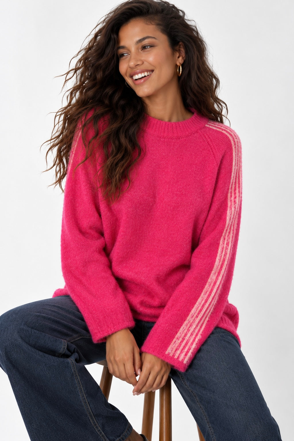 Shae Stripe Jumper Fuschsia
