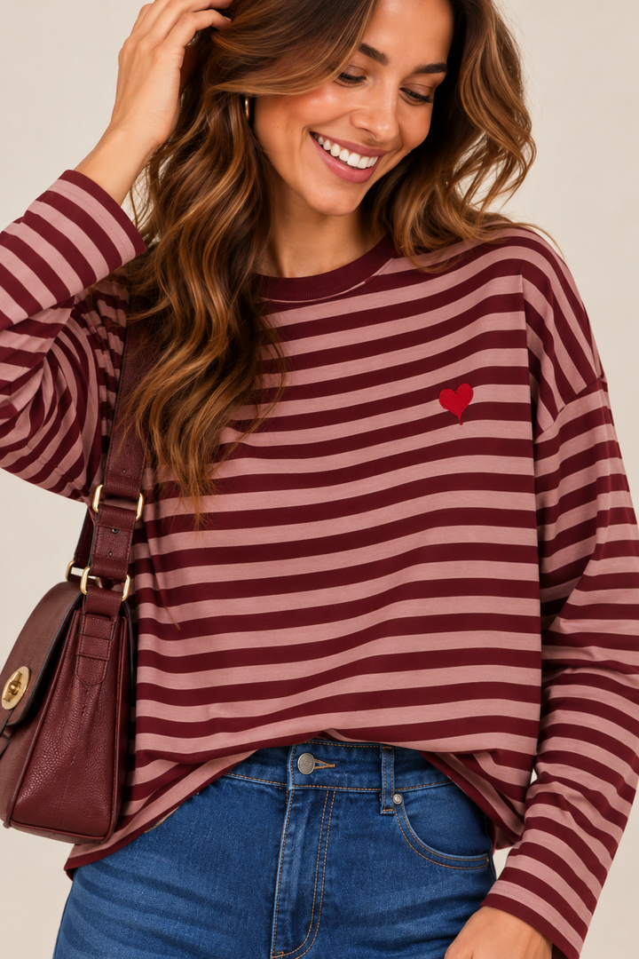 Sweetheart Stripes Jumper Burgundy
