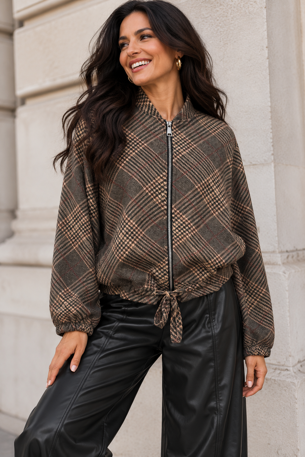 Tabitha Tartan Jacket Grey