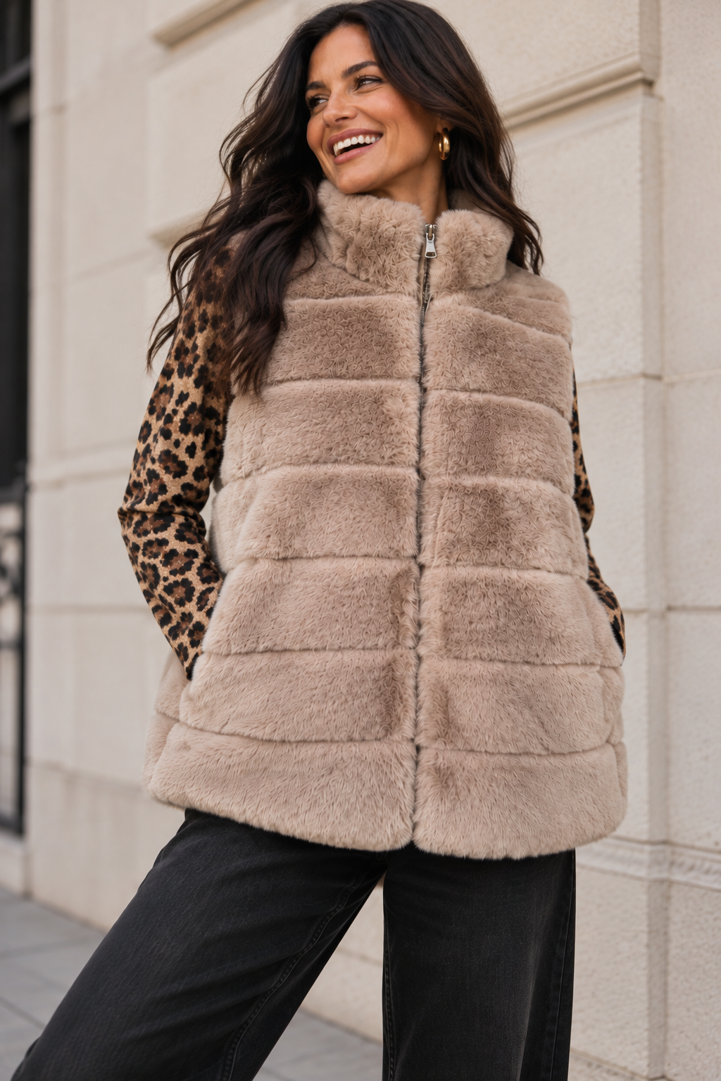 Aspen Faux Fur Panel Gilet Minx
