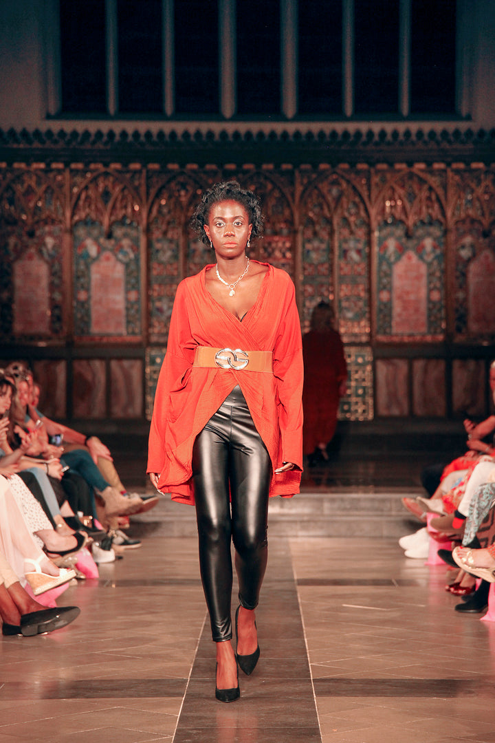 Emily Wrap Silk Top Rust