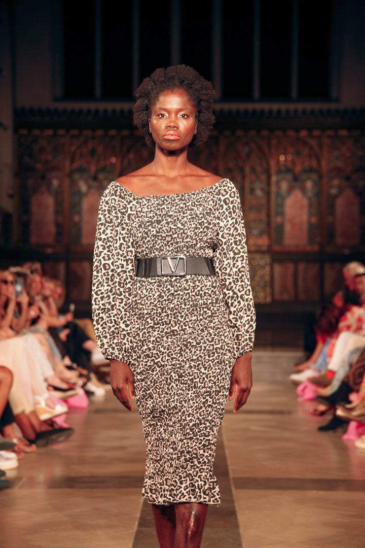 Steph Leopard Dress Beige