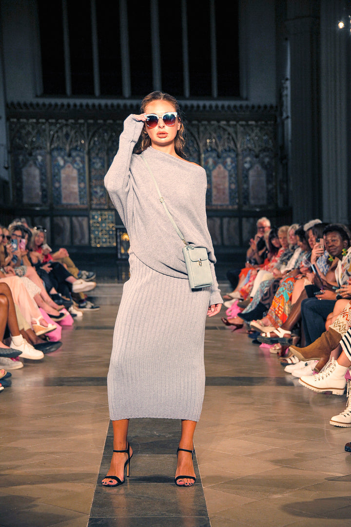 Reese Ribbed Skirt Grey