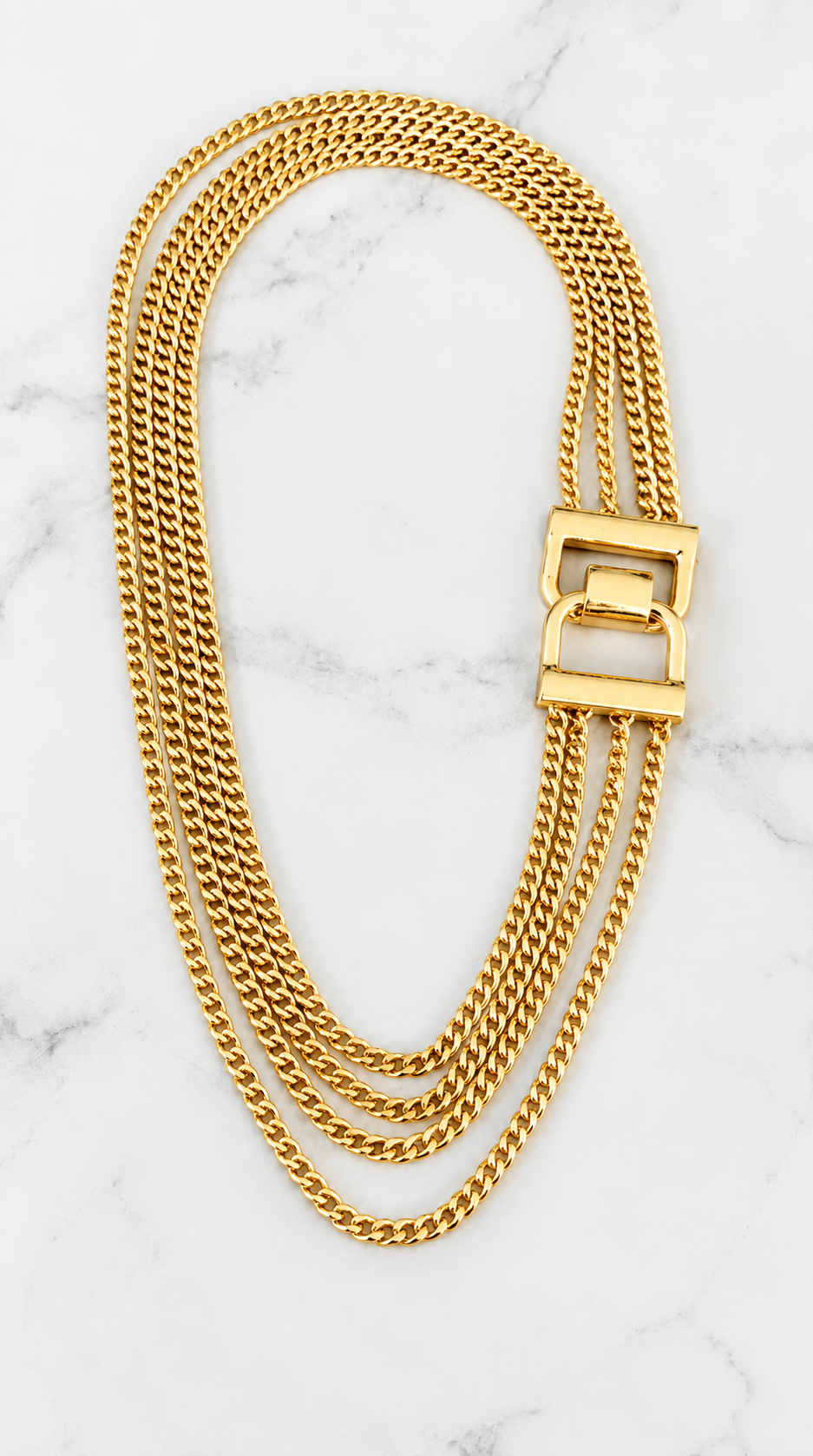 Golden Interlock Statement Necklace Gold
