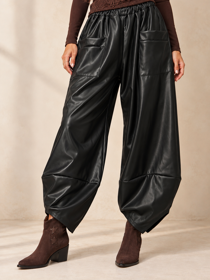 Tahlia Faux Leather Trouser Black