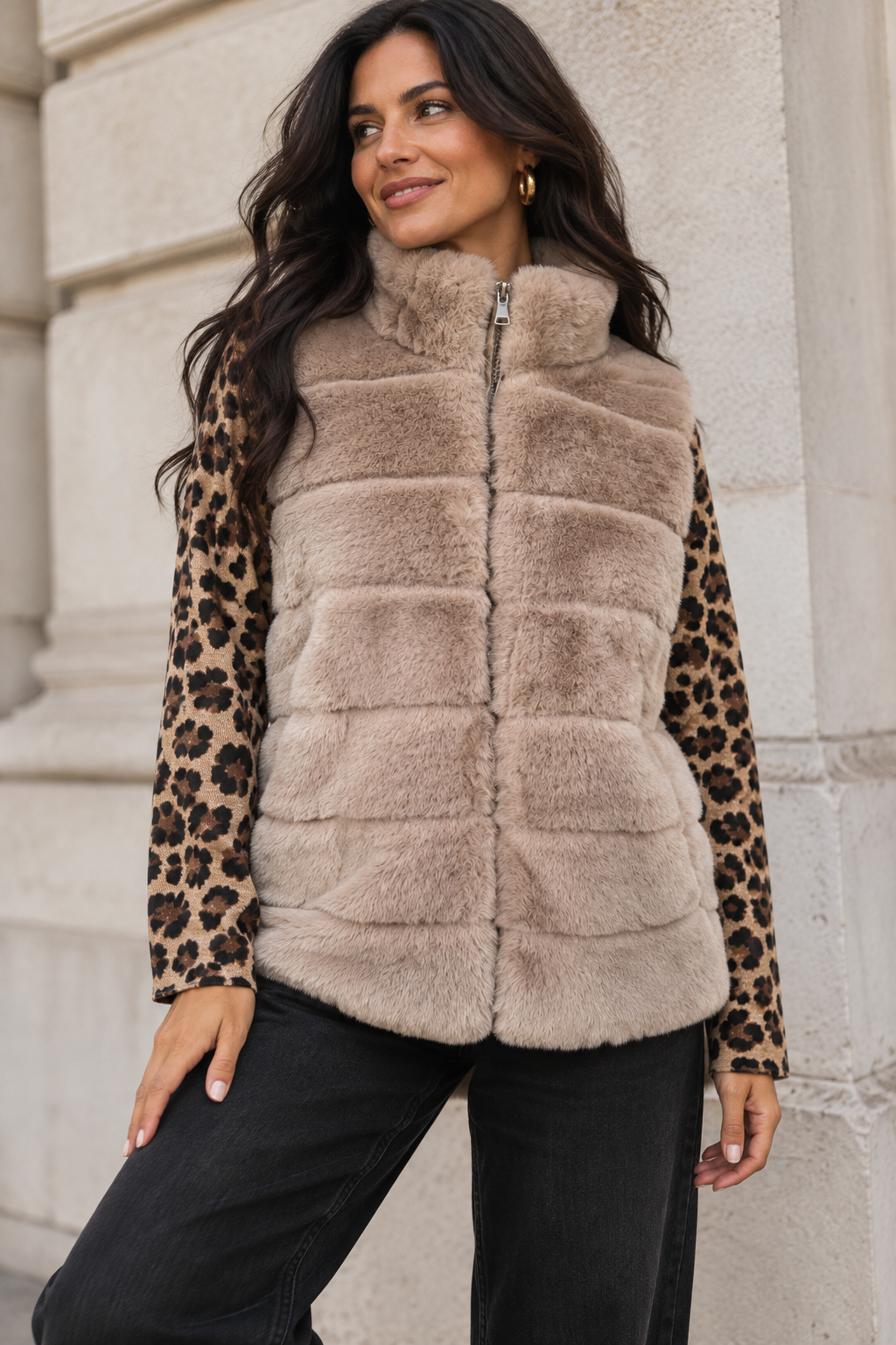 Aspen Faux Fur Panel Gilet Minx