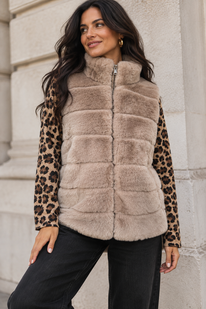 Aspen Faux Fur Panel Gilet Minx