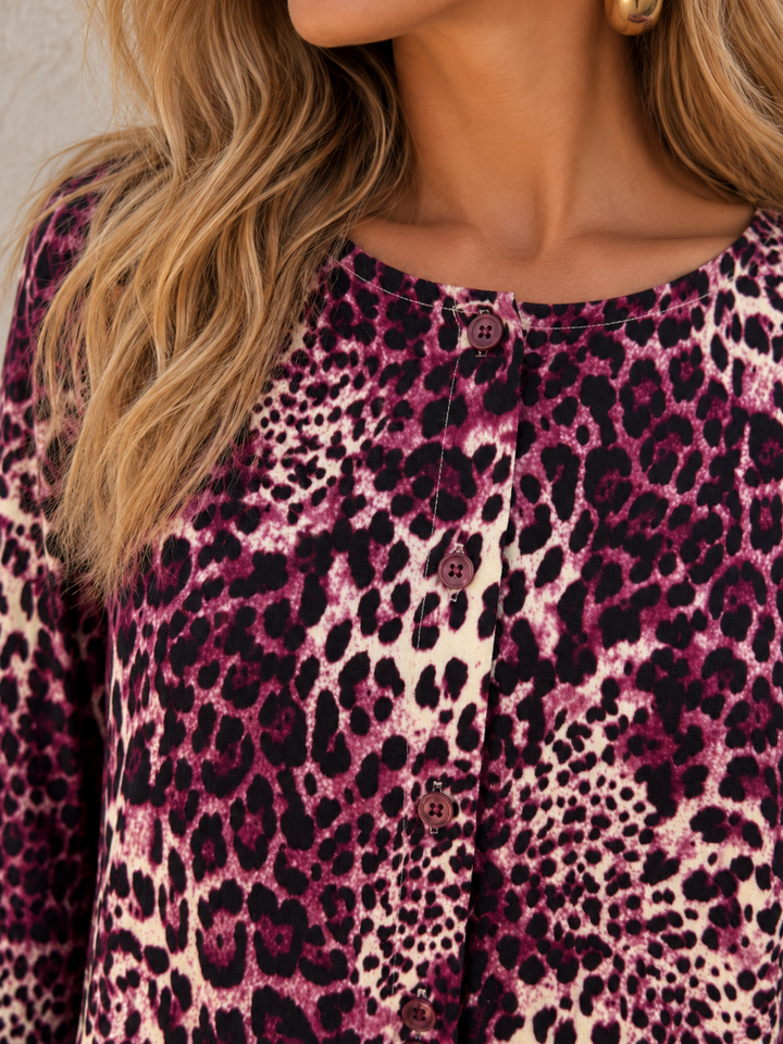 Charlotte Leopard Midi Dress Purple