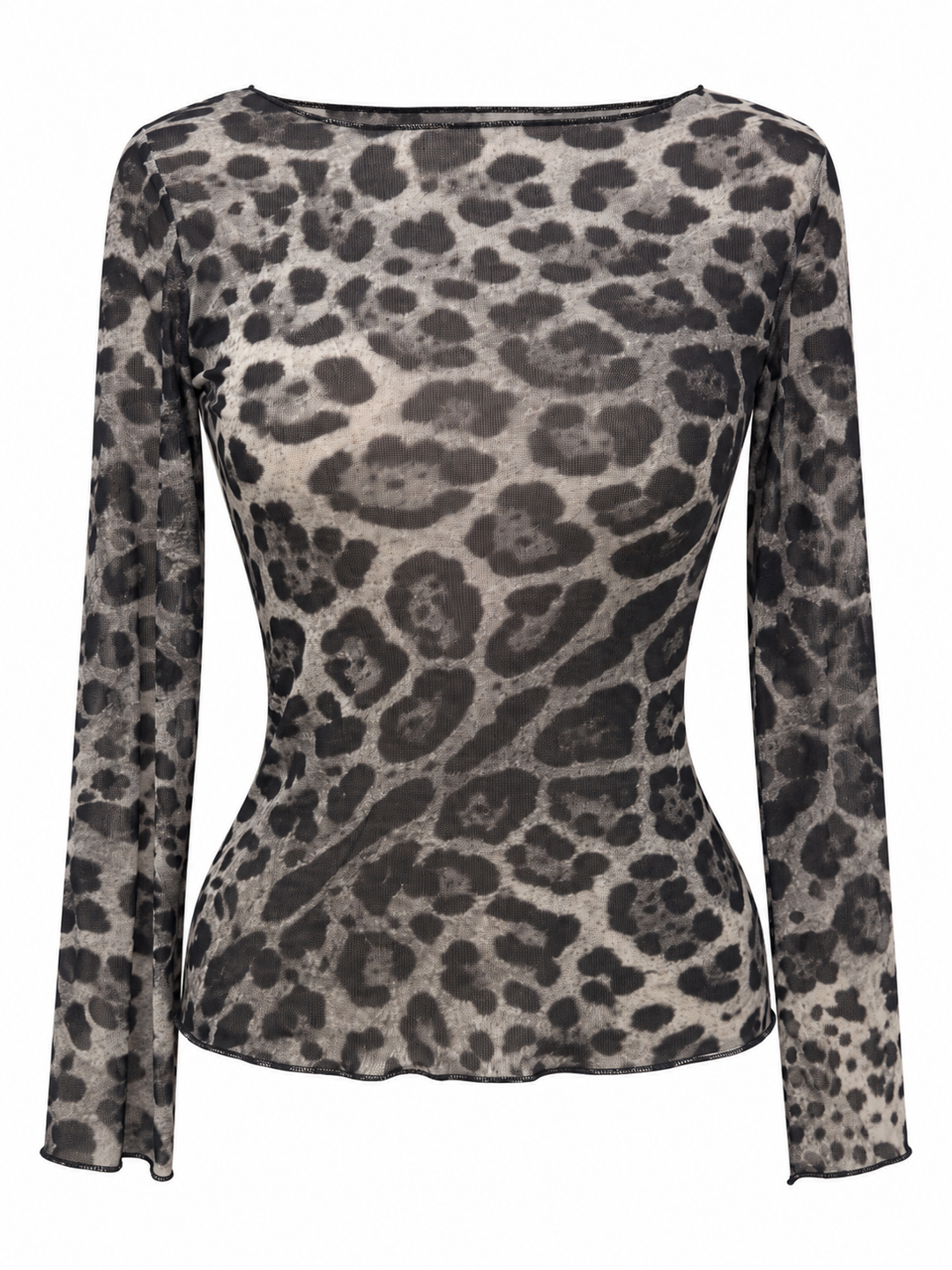 Leopard Print Cashmere Top Grey