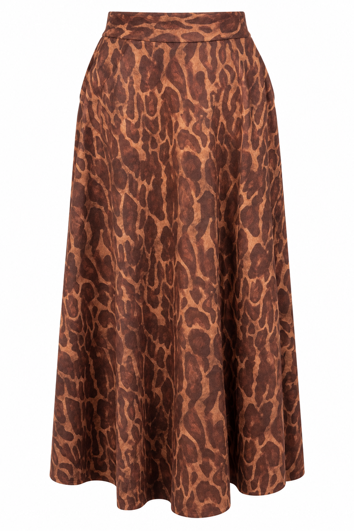 Cassie Faux Suede Leopard Skirt