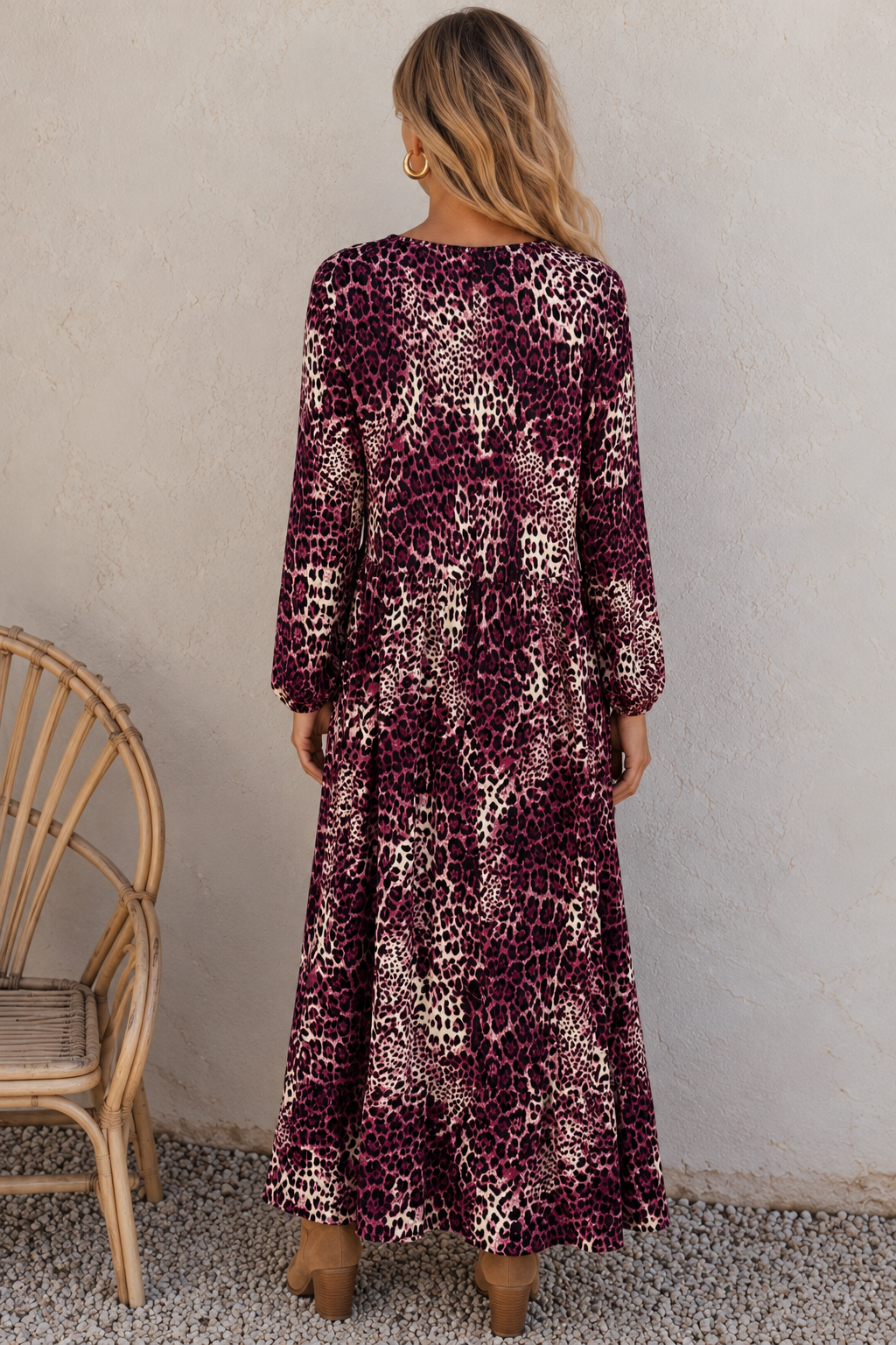 Charlotte Leopard Midi Dress Purple