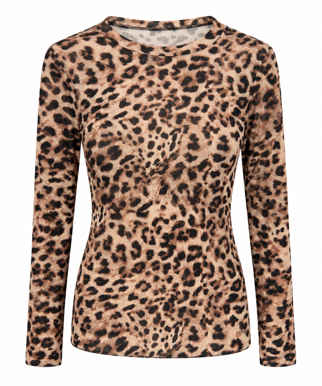 Leopard Print Cashmere Top Beige