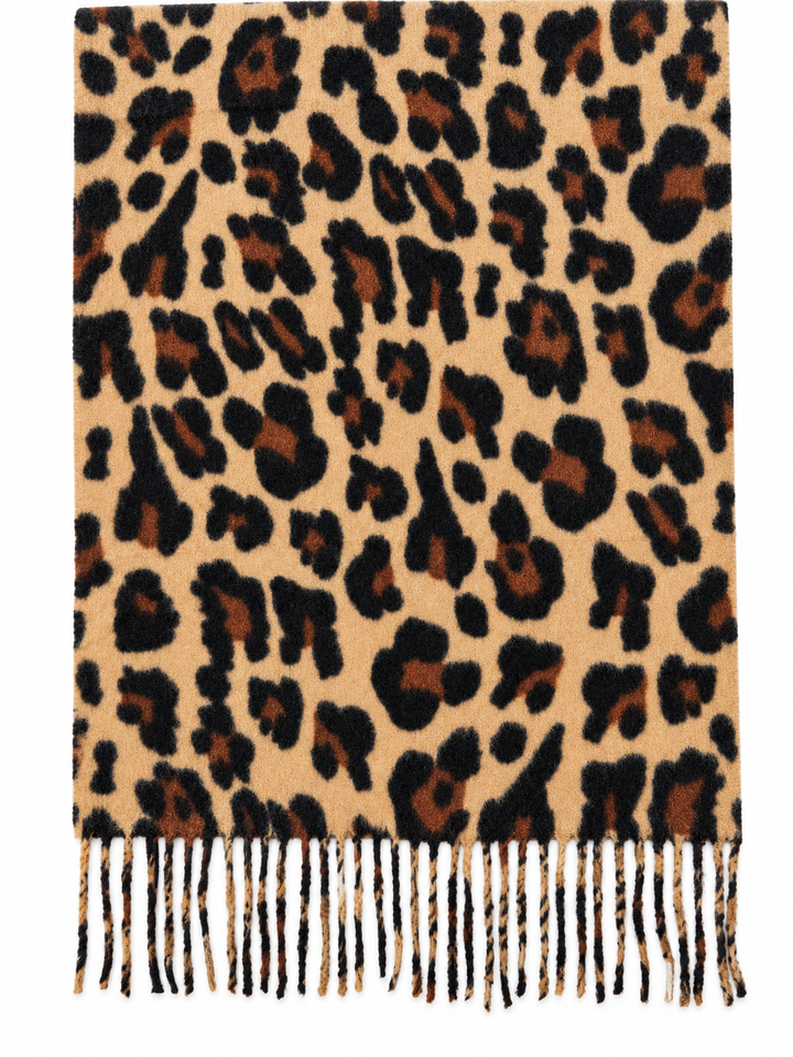 Layla Leopard Print Scarf Camel