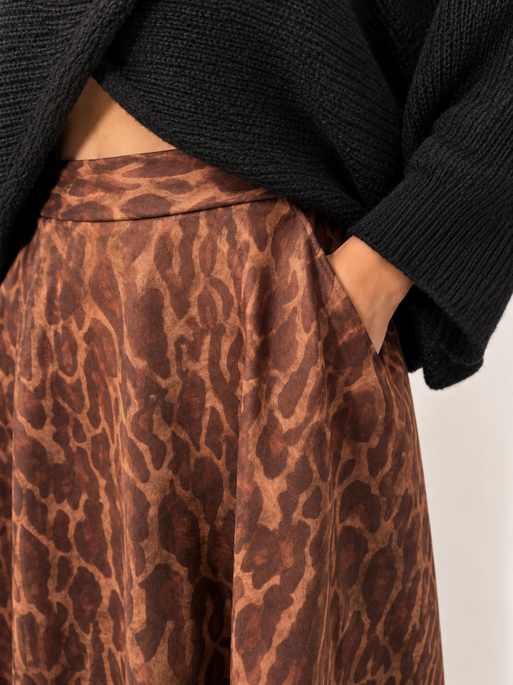 Cassie Faux Suede Leopard Skirt