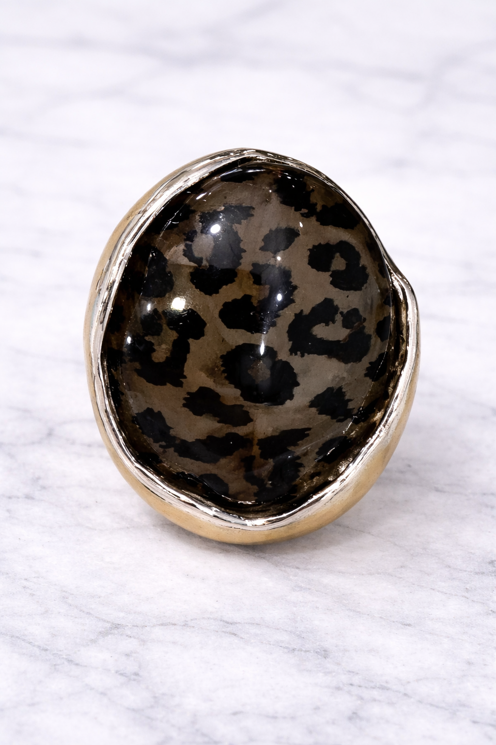 Lila Leopard Resin Stone Ring Gold