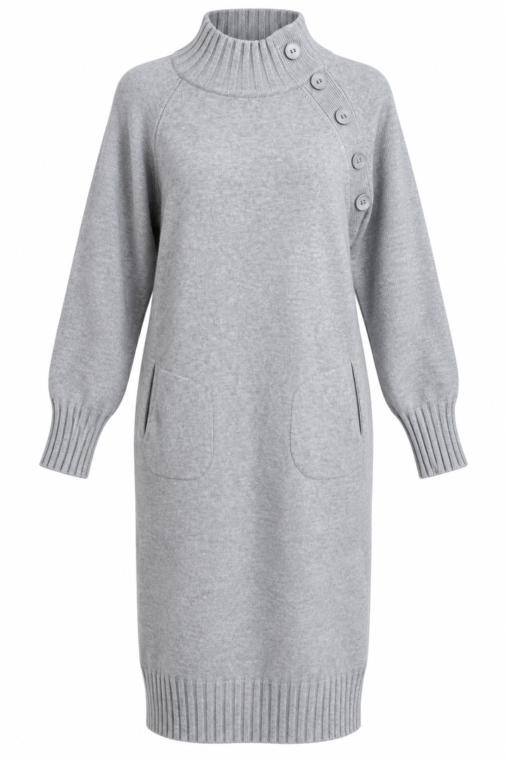 Stella Button Jumper Dress Grey
