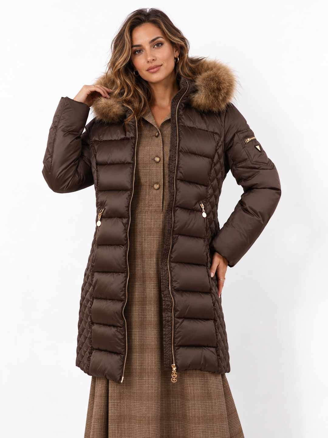Eclipse Quilted Longline Coat Chocolate