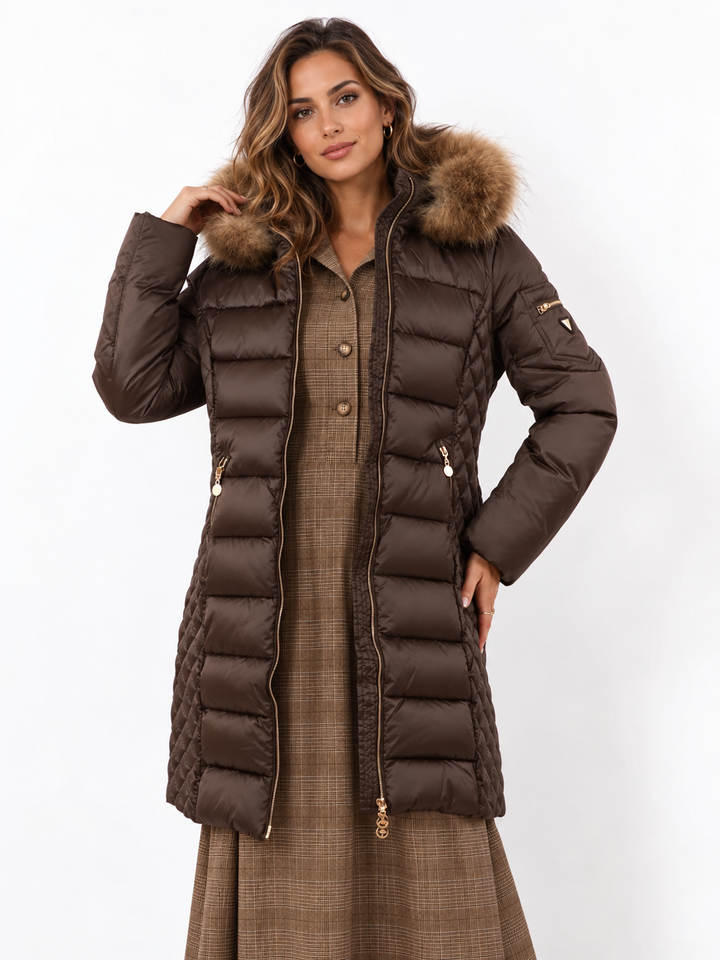 Eclipse Quilted Longline Coat Chocolate