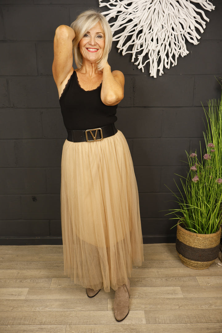 Tulle Maxi Skirt Champagne