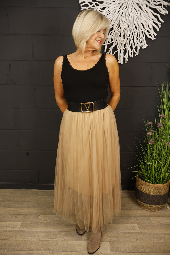 Tulle Maxi Skirt Champagne
