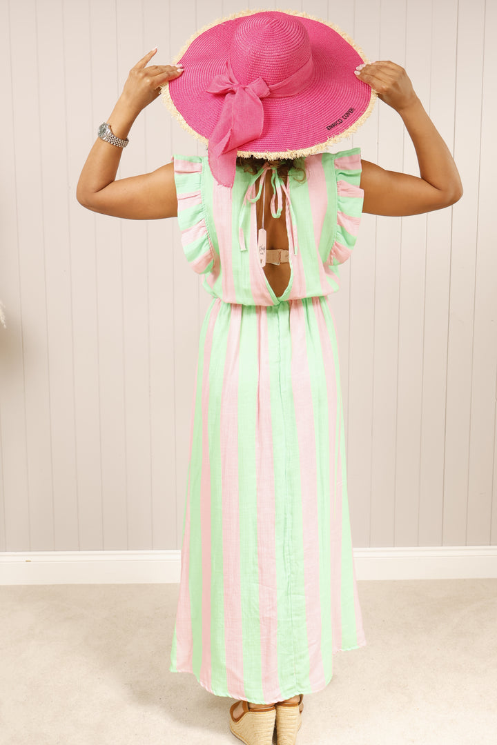 Saffi Stripe Maxi Dress Green