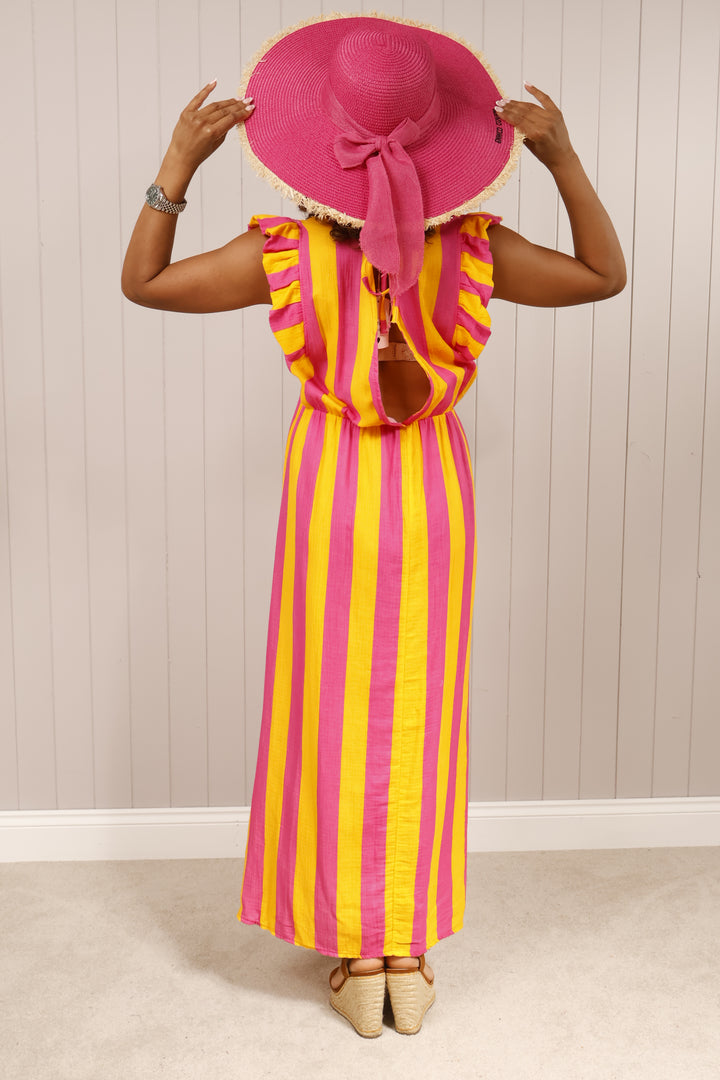 Saffi Stripe Maxi Dress Fuchsia