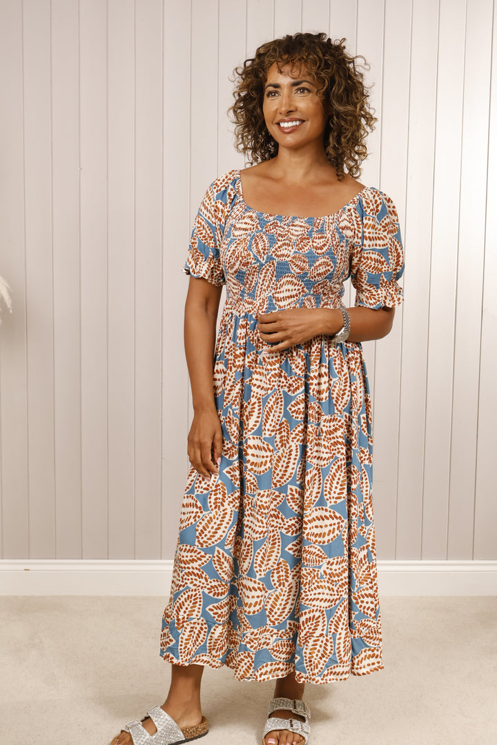 Laria Leaf Dress Teal