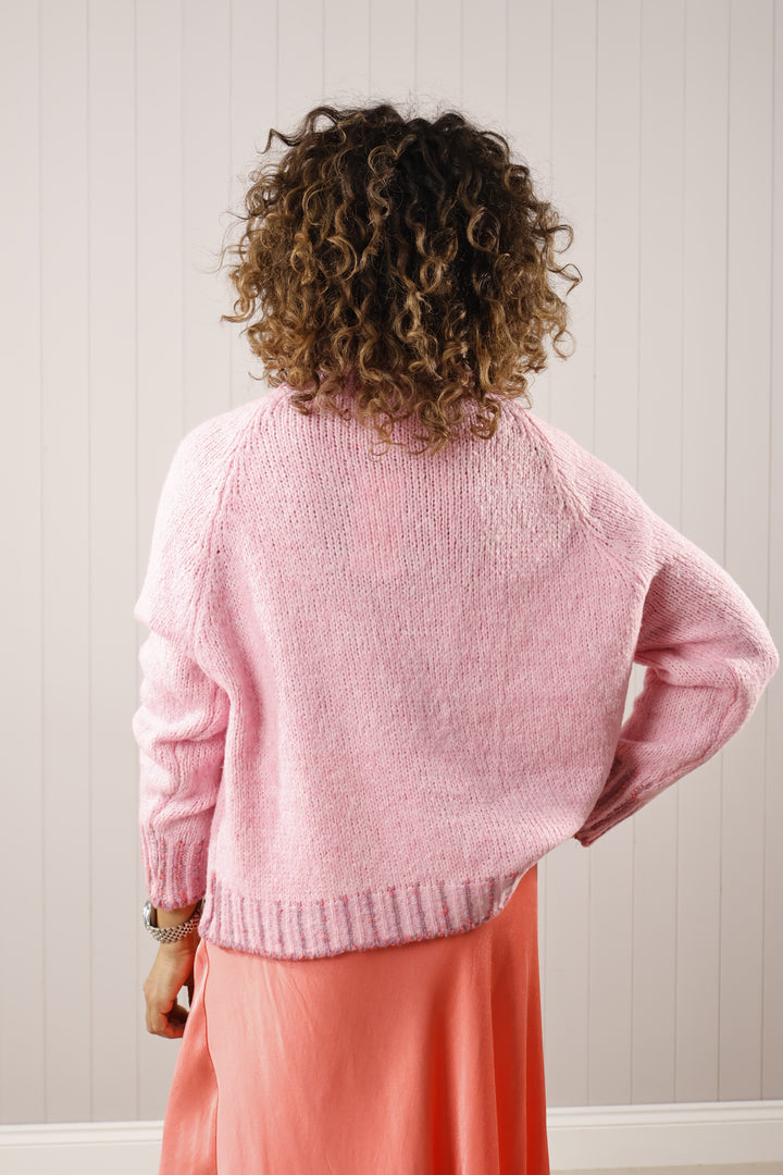 Nelle Funnel Neck Jumper Pink
